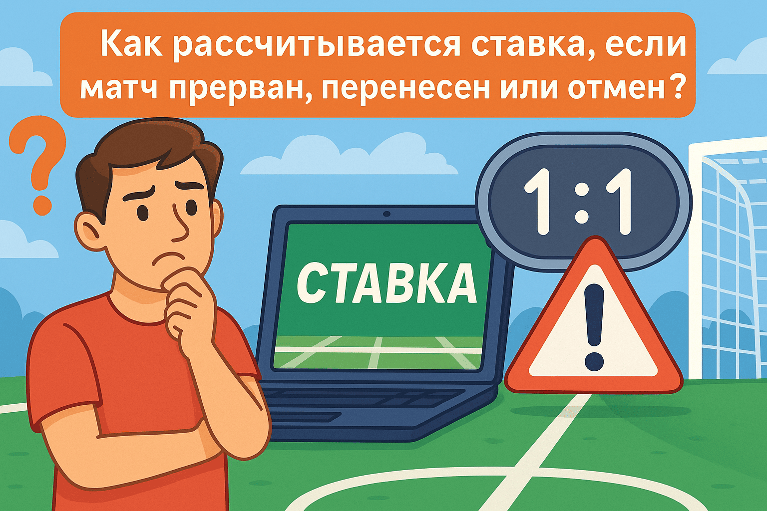 Как рассчитывается ставка, если матч прерван, перенесен или отменен фото